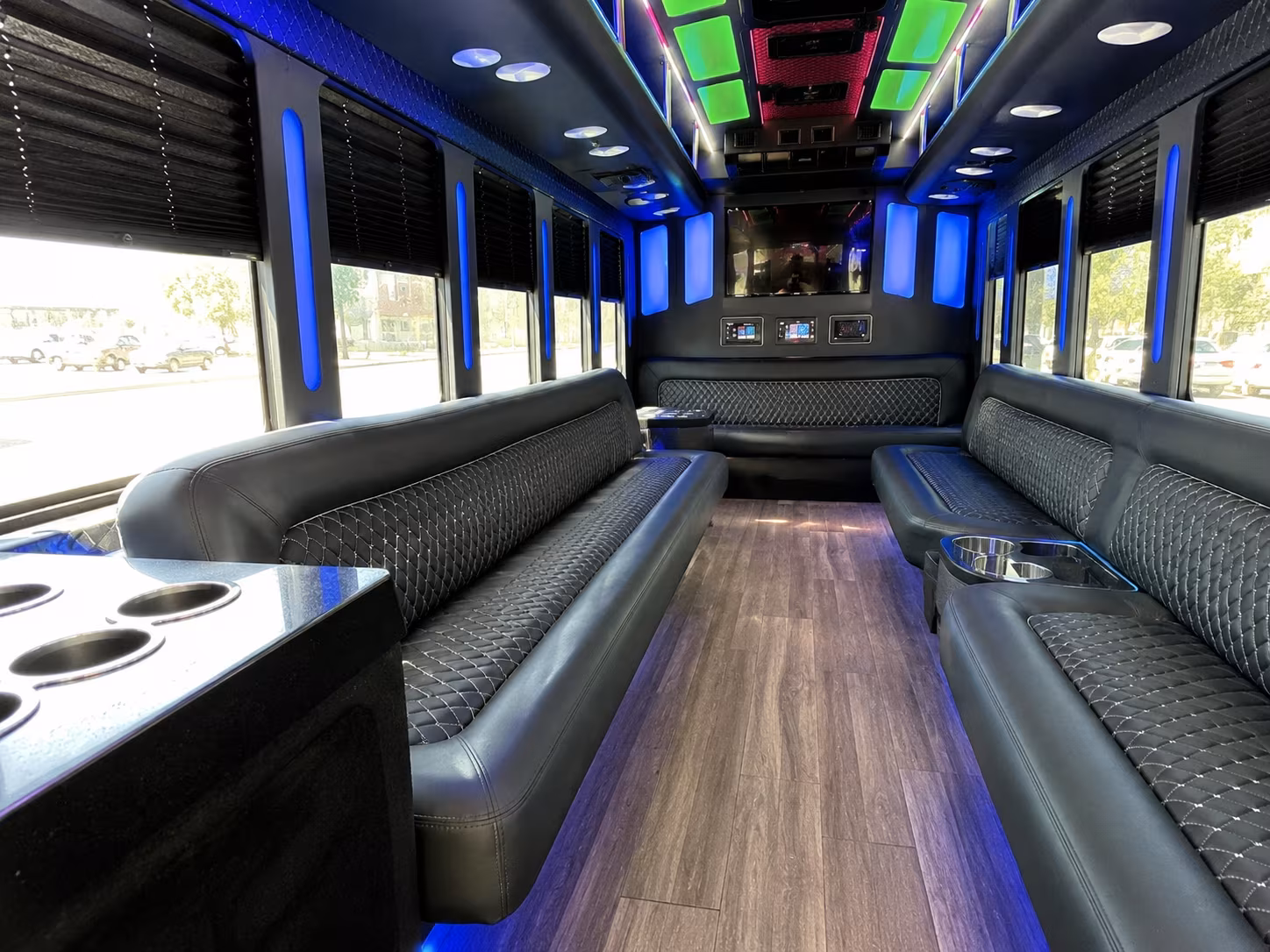 phoenix 15 passenger party bus inside
