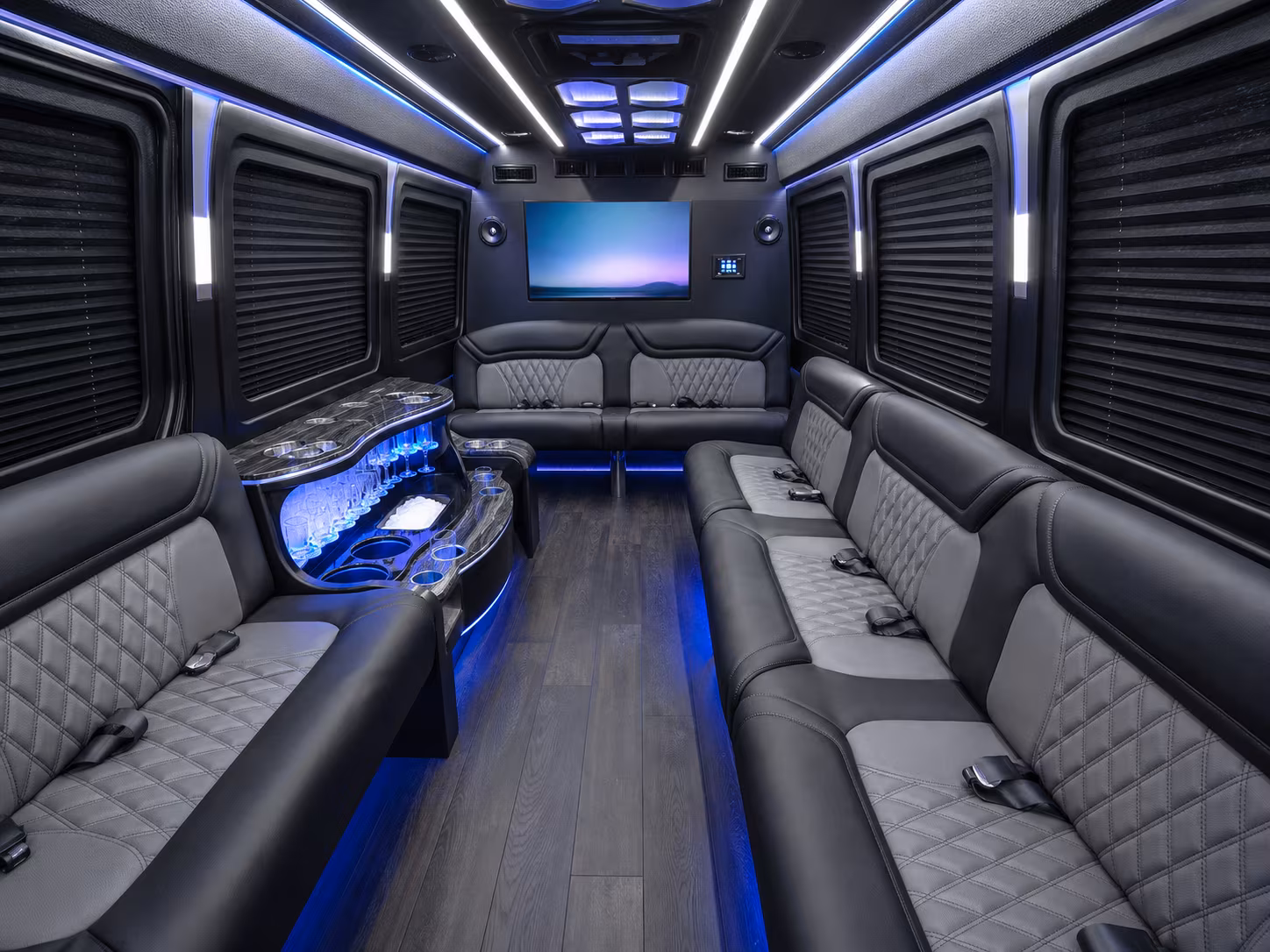 phoenix 40 passenger party bus interior